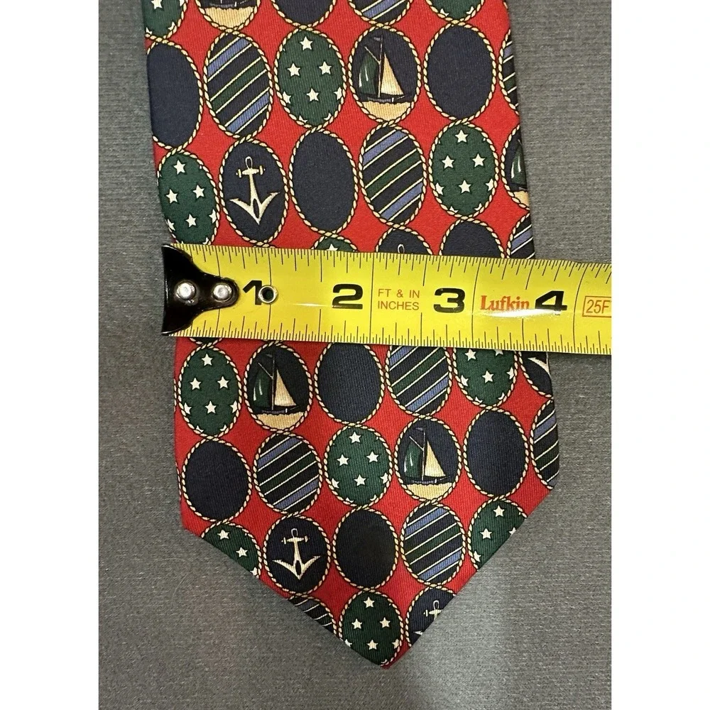 Vintage Tommy Hilfiger Tie 100% Italian Silk Made In USA Sail Boat Nautical